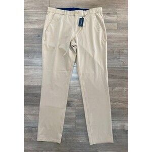 MIZZEN+MAIN Helmsman Mens 36X32 Tan Slim Chino Golf Casual Stretch Pants